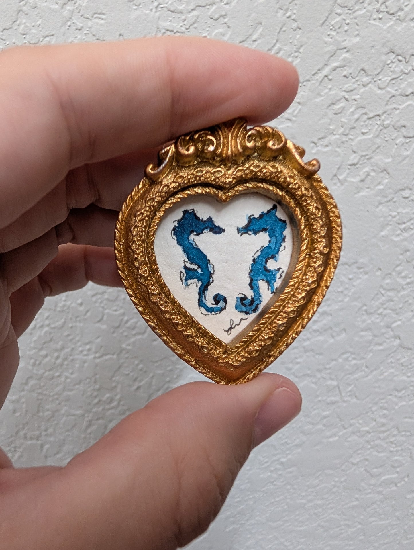 Mini Seahorse Painting - Original Watercolor Art by Lora Cavallin