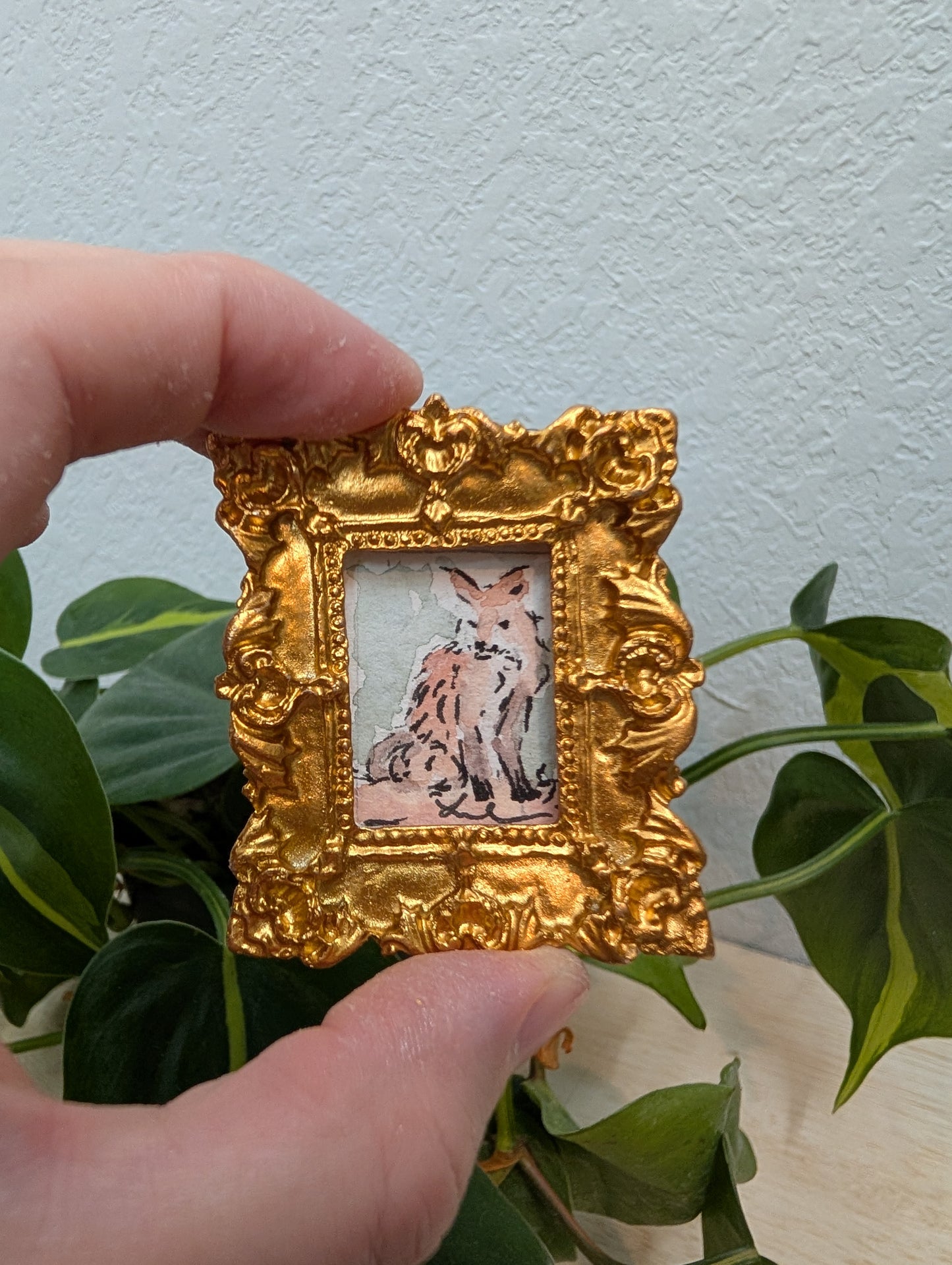 Mini Fox Painting - Original Watercolor Art by Lora Cavallin