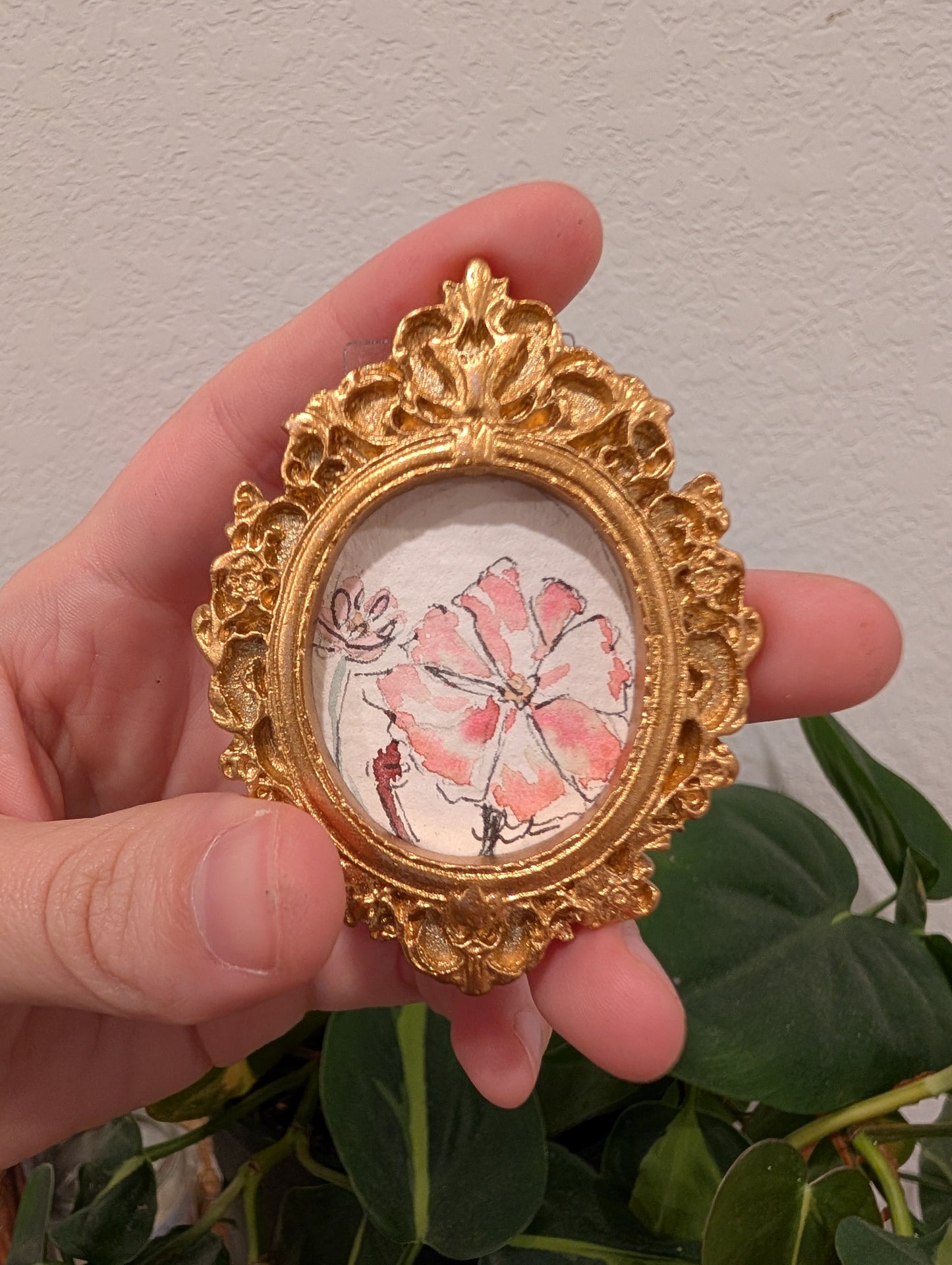 Mini Floral Painting - Original Watercolor Art by Lora Cavallin