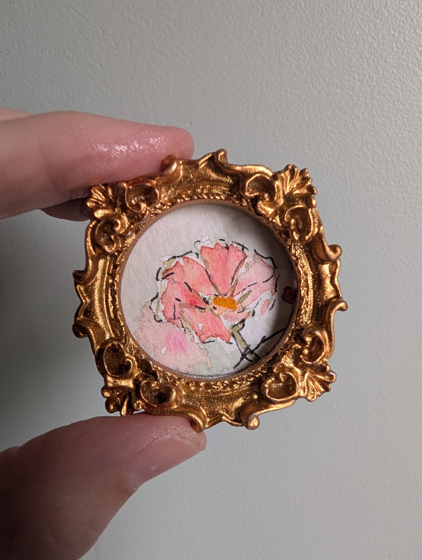Mini Flower Painting - Original Watercolor Art by Lora Cavallin