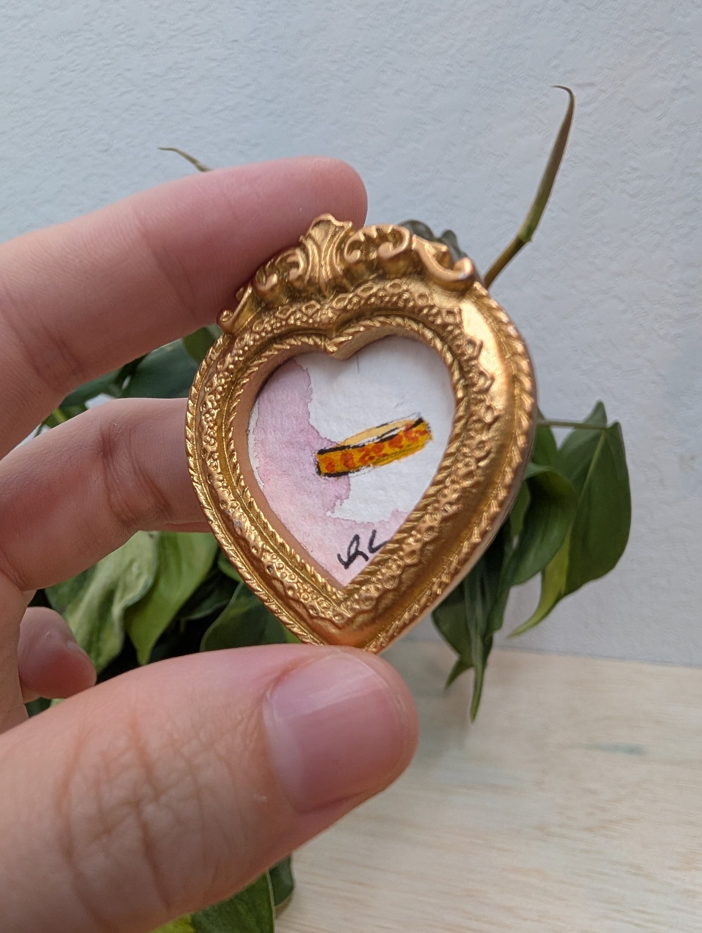 Mini Ring Painting - Original Watercolor Art by Lora Cavallin