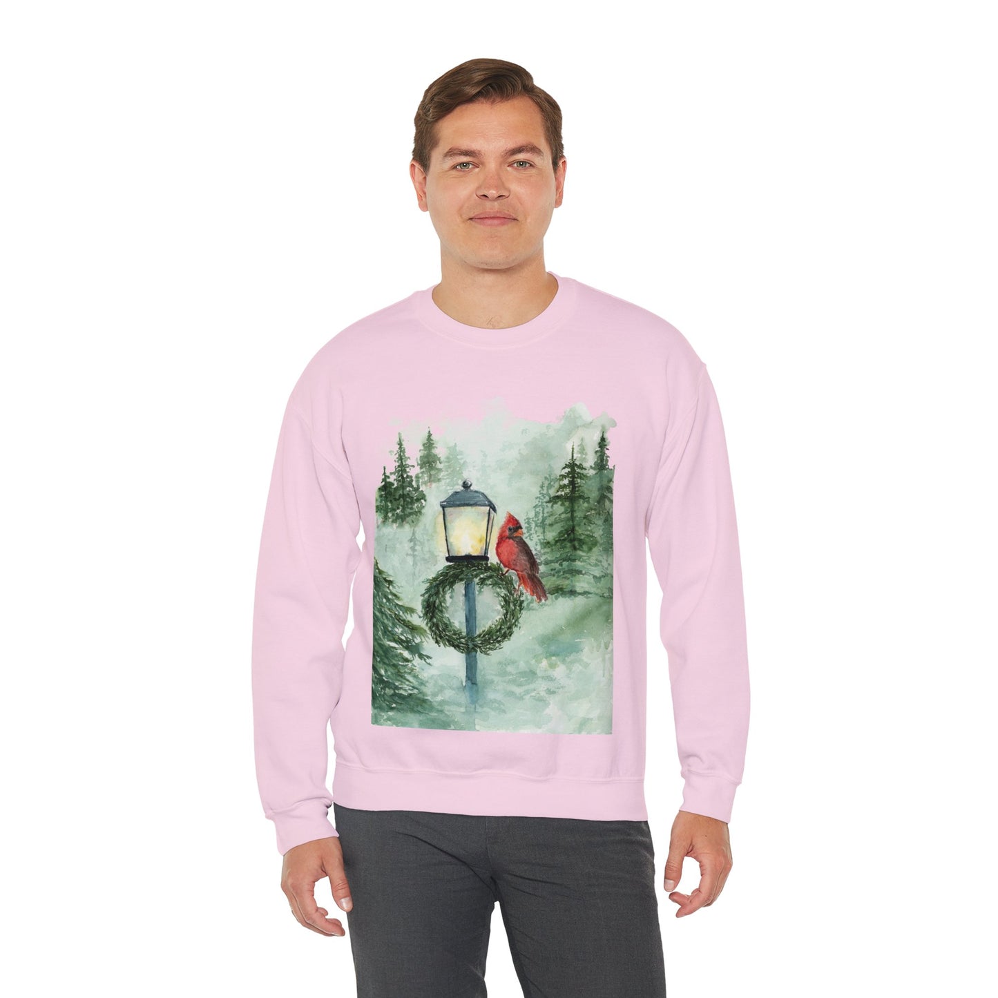 Crewneck Sweatshirt Red Cardinal Bird Watercolor Autum Vibes