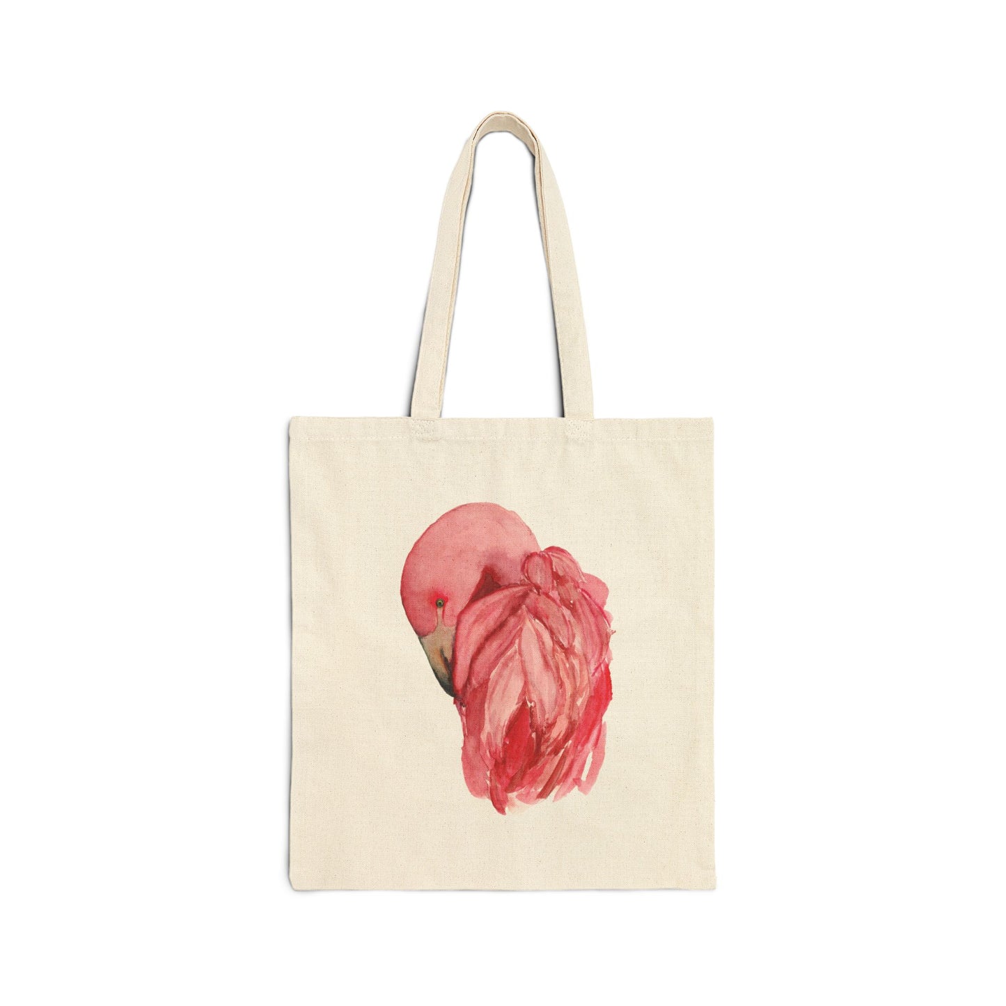 Flamingo Preening Watercolor Canvas Tote Bag