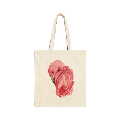 Flamingo Preening Watercolor Canvas Tote Bag