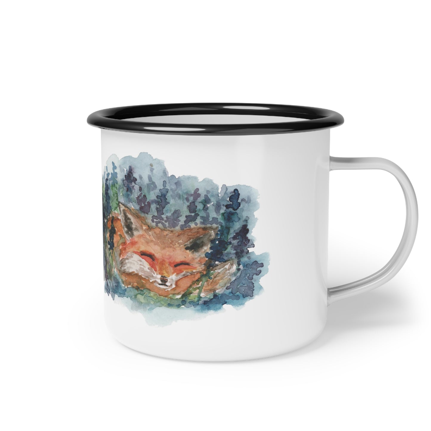Sleeping Fox Enamel Camp Cup By Lora Cavallin - Dishwasher Safe