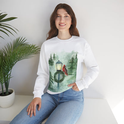 Crewneck Sweatshirt Red Cardinal Bird Watercolor Autum Vibes