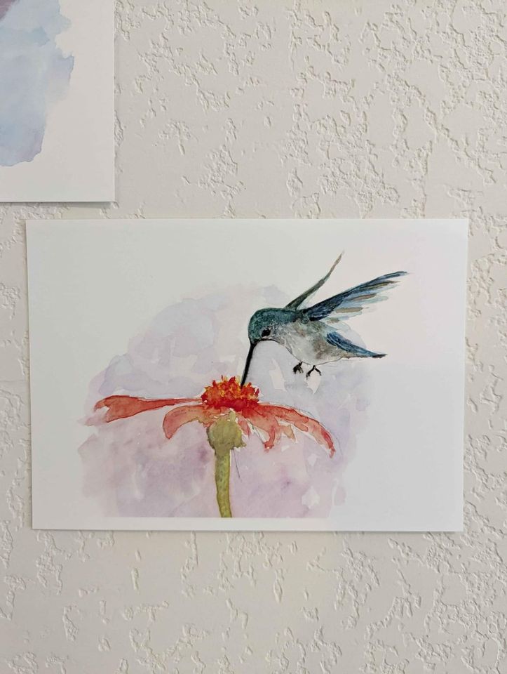 Set of 5 Hummingbird Art Prints – Unframed Watercolor Giclée Prints by Lora Cavallin – Bird Wall Art for Home Decor