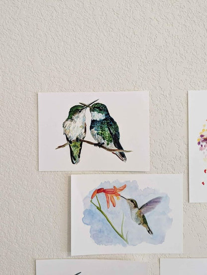 Set of 5 Hummingbird Art Prints – Unframed Watercolor Giclée Prints by Lora Cavallin – Bird Wall Art for Home Decor