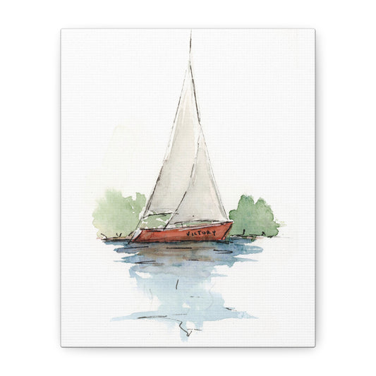 Sail boat Victory -  Stretched Canvas by Lora Cavallin