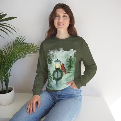 Crewneck Sweatshirt Red Cardinal Bird Watercolor Autum Vibes