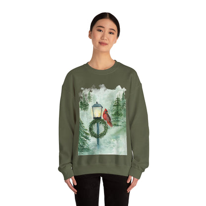 Crewneck Sweatshirt Red Cardinal Bird Watercolor Autum Vibes