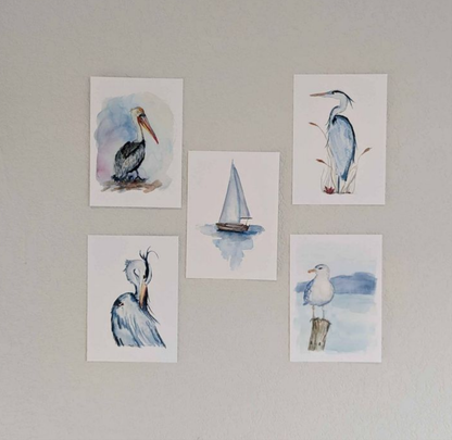 Coastal Art Prints - Set of 5 - Lora Cavallin Art - Not Framed Prints Only -  Print Set