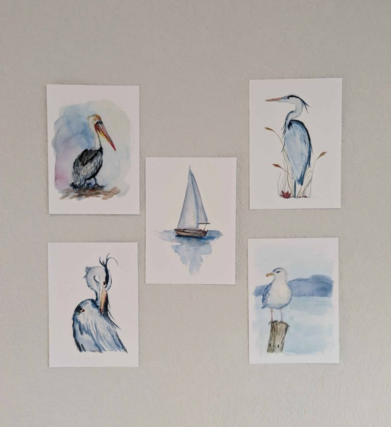 Coastal Art Prints - Set of 5 - Lora Cavallin Art - Not Framed Prints Only -  Print Set