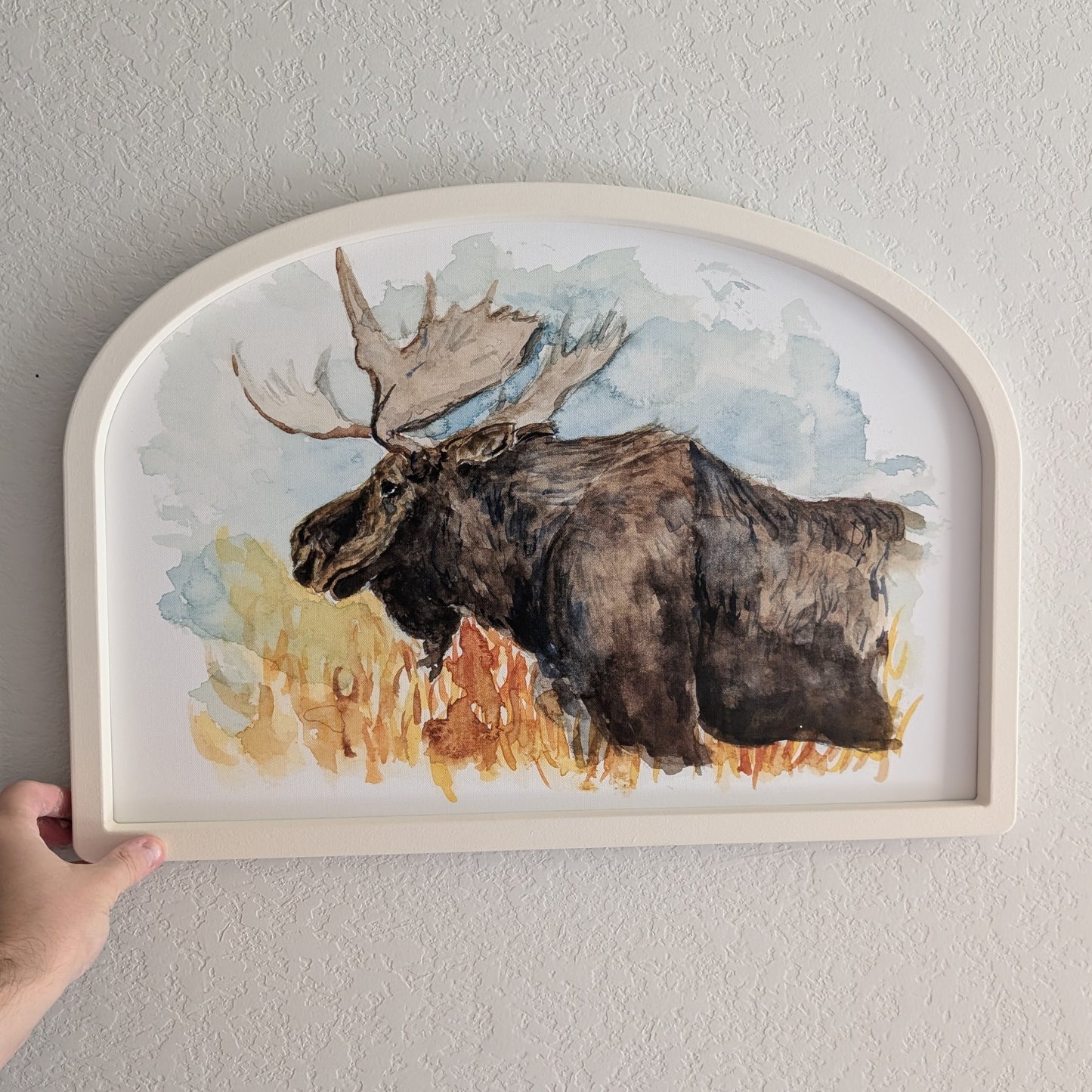 Moose Loose Watercolor - Large Arched Frame