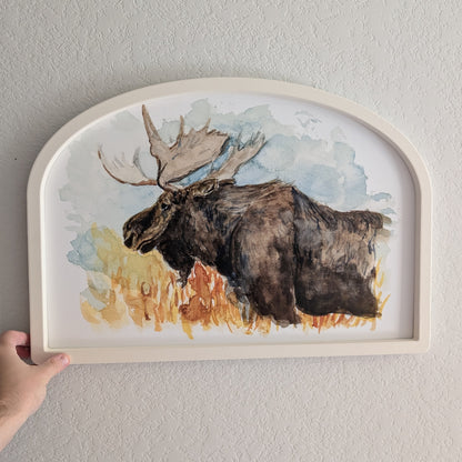 Moose Loose Watercolor - Large Arched Frame