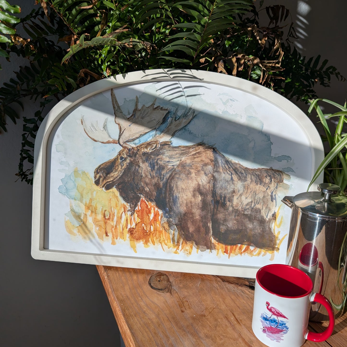 Moose Loose Watercolor - Large Arched Frame