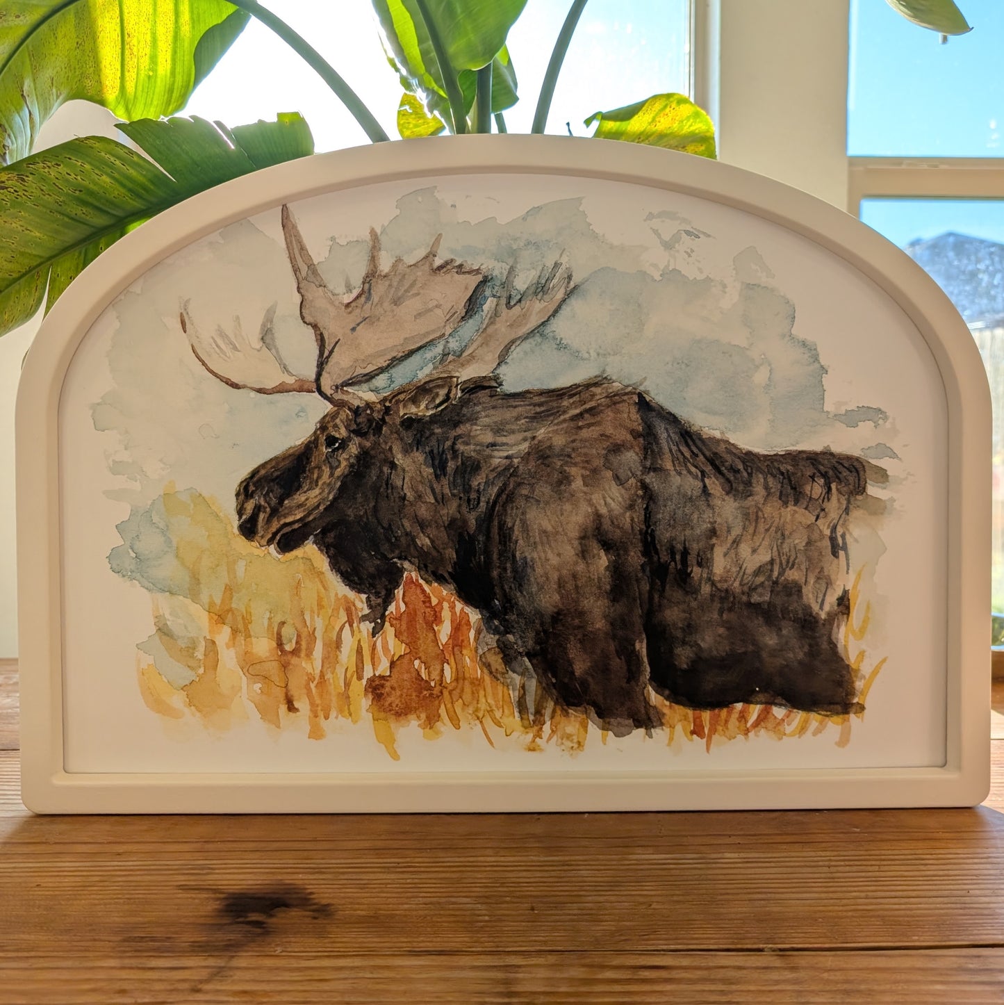 Moose Loose Watercolor - Large Arched Frame