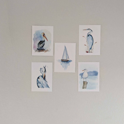 Coastal Art Prints - Set of 5 - Lora Cavallin Art - Not Framed Prints Only -  Print Set