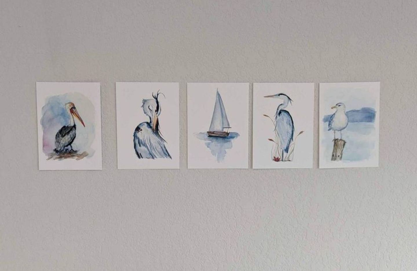 Coastal Art Prints - Set of 5 - Lora Cavallin Art - Not Framed Prints Only -  Print Set
