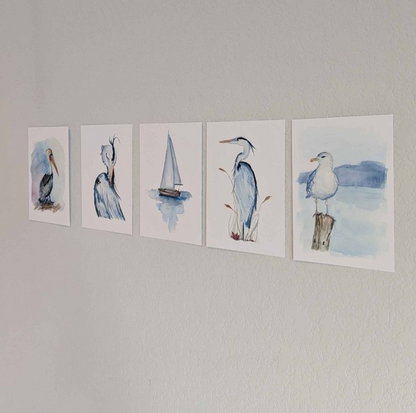 Coastal Art Prints - Set of 5 - Lora Cavallin Art - Not Framed Prints Only -  Print Set
