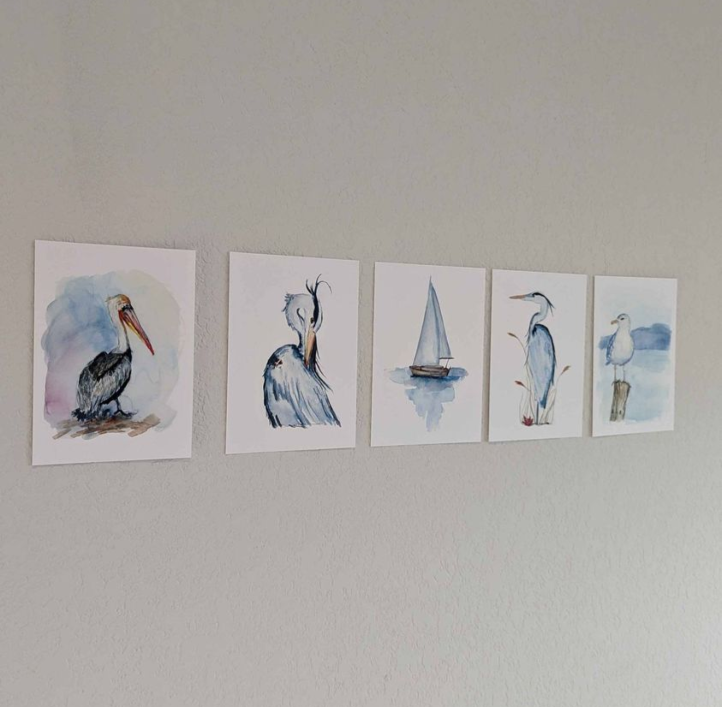 Coastal Art Prints - Set of 5 - Lora Cavallin Art - Not Framed Prints Only -  Print Set