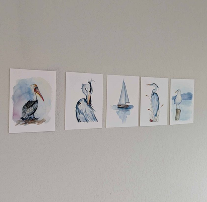 Coastal Art Prints - Set of 5 - Lora Cavallin Art - Not Framed Prints Only -  Print Set