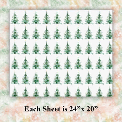 Christmas Tree Wrapping Paper - Watercolor Holiday Design - Festive Gift Wrap by Lora Cavallin