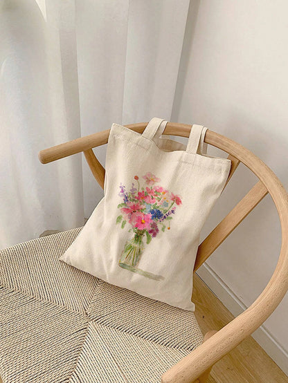 Flowers in a Vase - Watercolor Canvas Tote Bag - Lora Cavallin Art