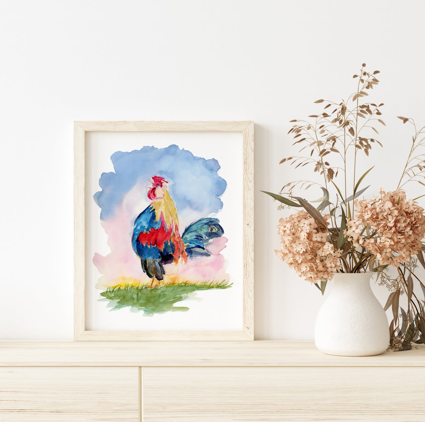 Rooster - Lora Cavallin Art - Not Framed Print Only