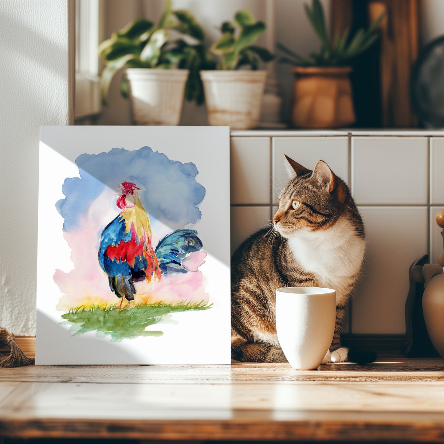 Rooster - Lora Cavallin Art - Not Framed Print Only