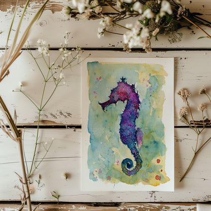 Sea Breeze Seahorse - Lora Cavallin Art - Not Framed Print Only