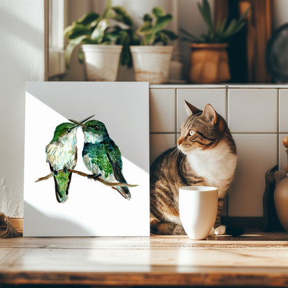 Hummingbird pair - Lora Cavallin Art - Not Framed Print Only