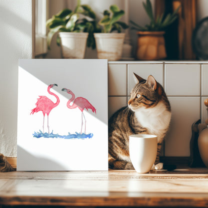 Sunset Soiree Flamingo Print - Lora Cavallin Art - Not Framed Print Only