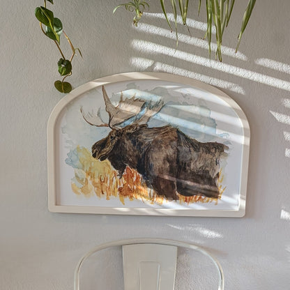 Moose Loose Watercolor - Large Arched Frame