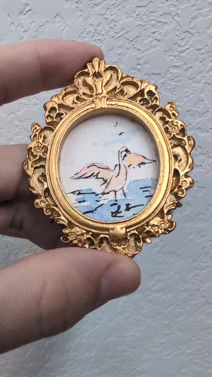 Mini Swan Painting - Tiny Original Watercolor Art by Lora Cavallin