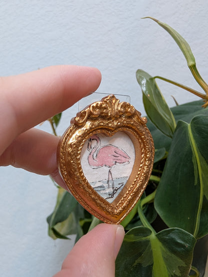 Mini Flamingo Painting - Original Watercolor Art by Lora Cavallin