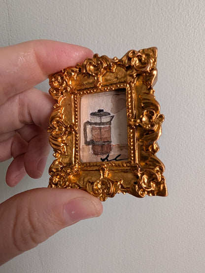 Mini French Press Coffee Maker Painting - Original Watercolor Art by Lora Cavallin