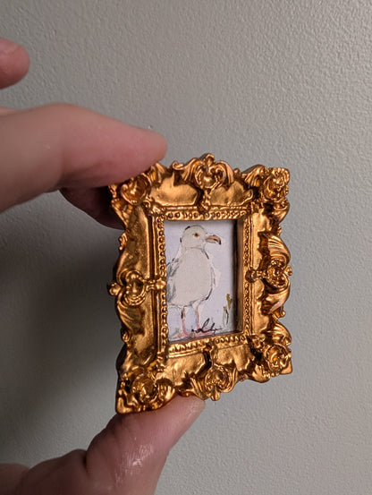 Mini Seagull Painting - Original Watercolor Art by Lora Cavallin
