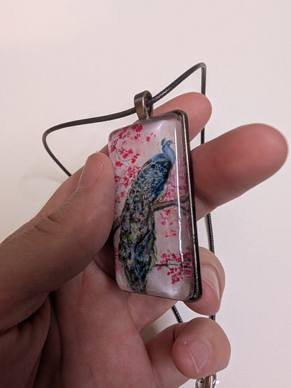 Peacock Pendant Necklace - Lora Cavallin Art