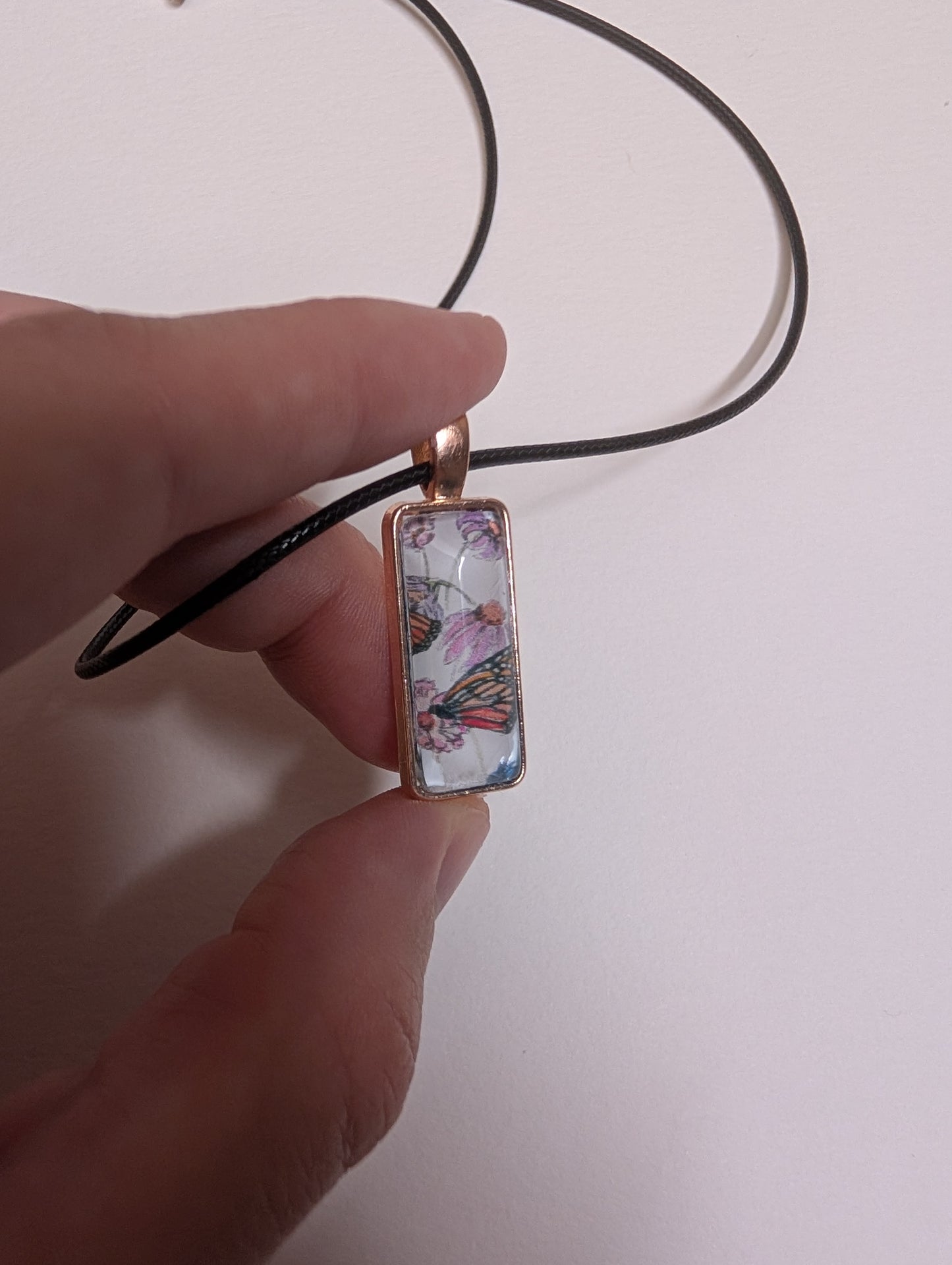 Butterflies and Flowers Pendant Necklace - Lora Cavallin Art
