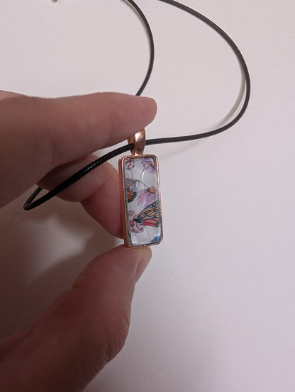 Butterflies and Flowers Pendant Necklace - Lora Cavallin Art
