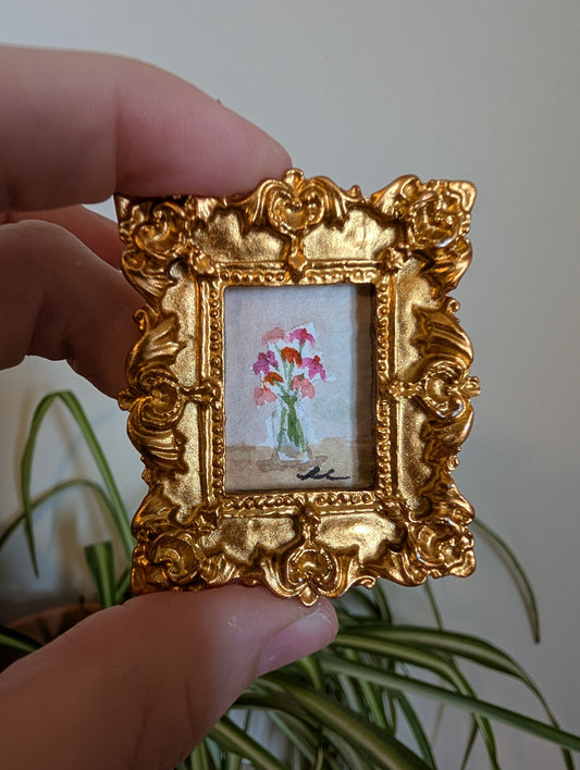 Mini Vase of Flowers Painting - Original Watercolor Art by Lora Cavallin