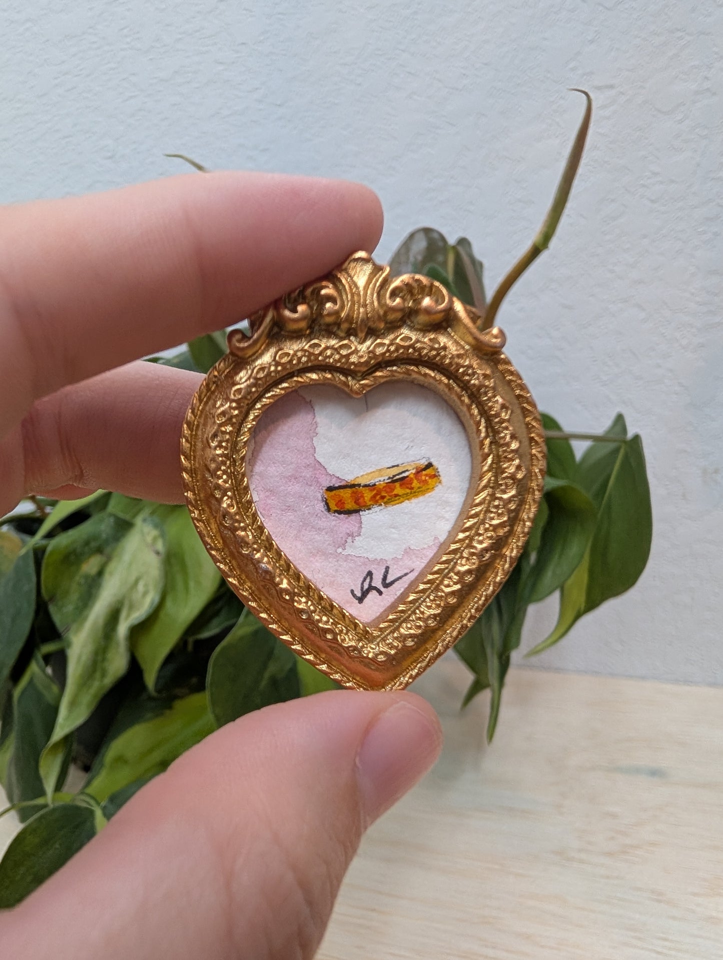 Mini Ring Painting - Original Watercolor Art by Lora Cavallin