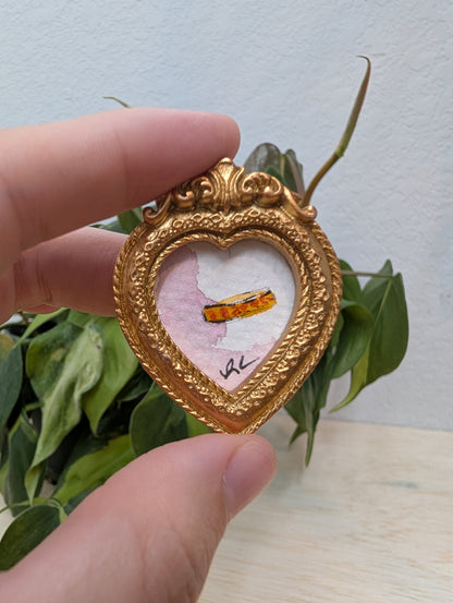 Mini Ring Painting - Original Watercolor Art by Lora Cavallin