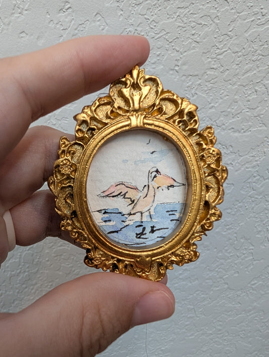 Mini Swan Painting - Tiny Original Watercolor Art by Lora Cavallin