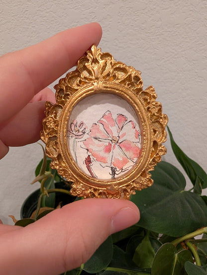 Mini Floral Painting - Original Watercolor Art by Lora Cavallin