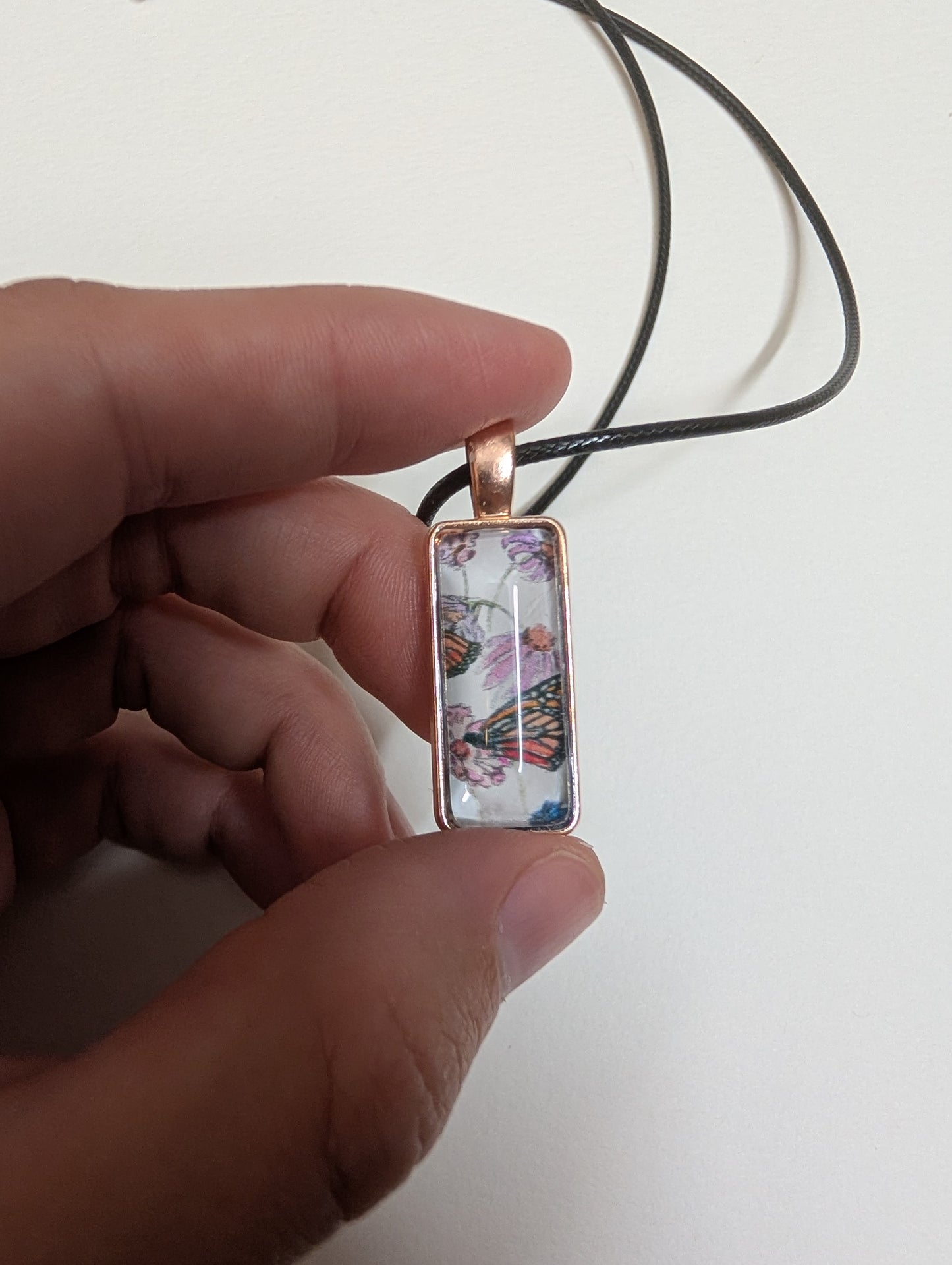 Butterflies and Flowers Pendant Necklace - Lora Cavallin Art