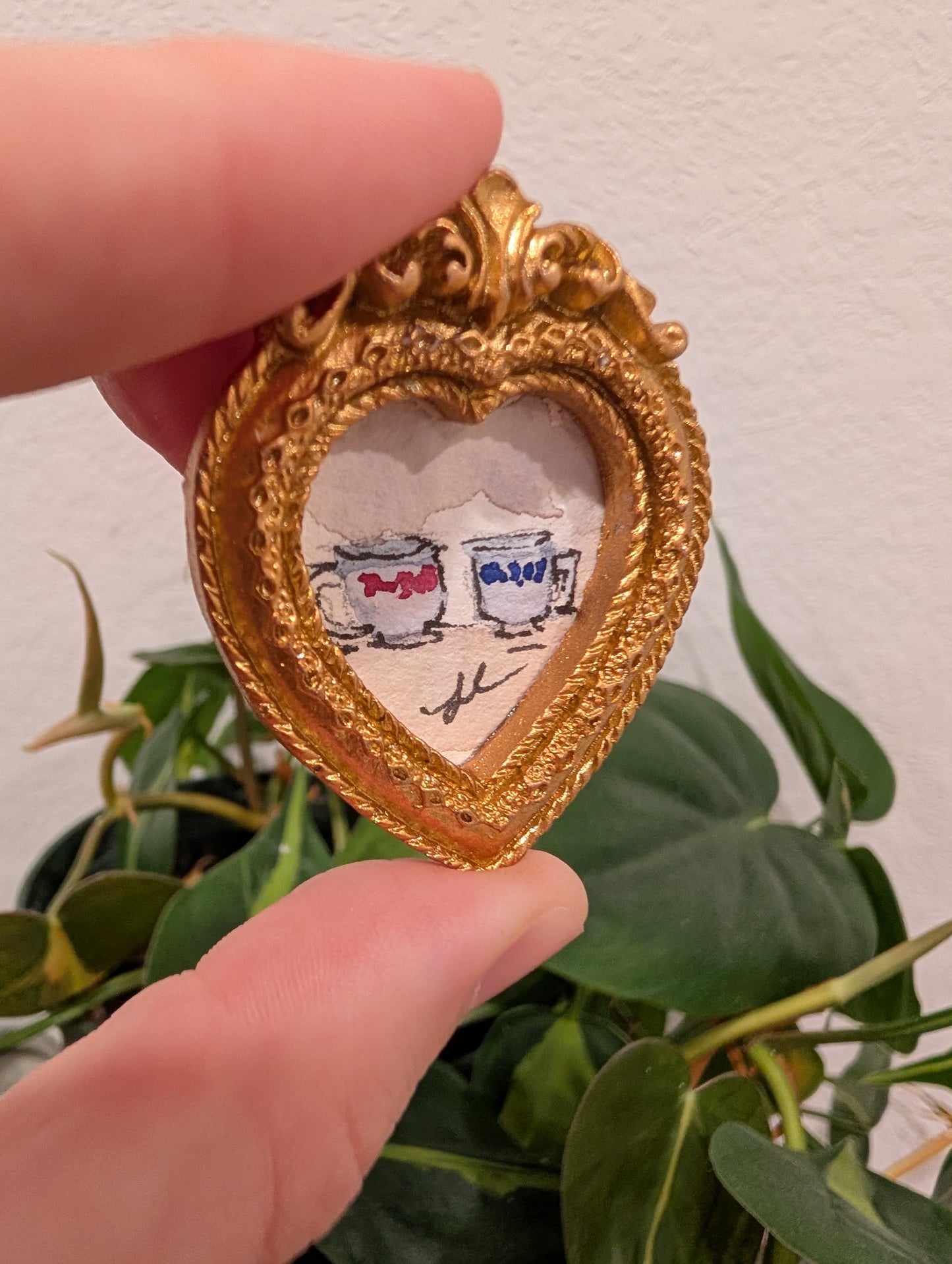 Mini Teacup Painting - Original Watercolor Art by Lora Cavallin