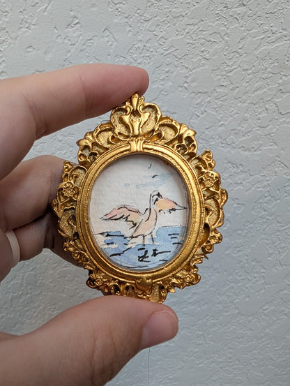 Mini Swan Painting - Tiny Original Watercolor Art by Lora Cavallin