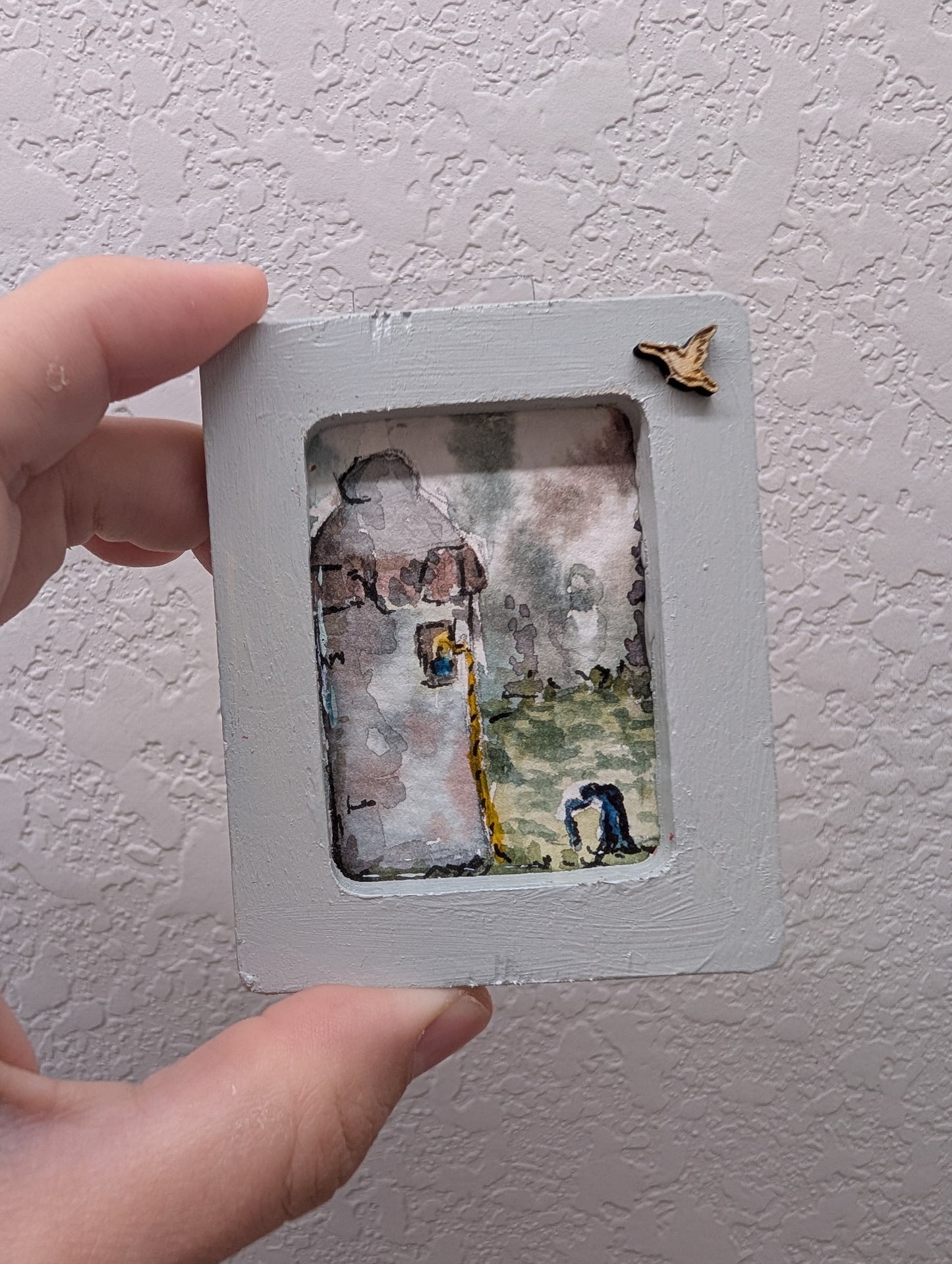 Mini Rapunzel Painting - Original Watercolor Art by Lora Cavallin